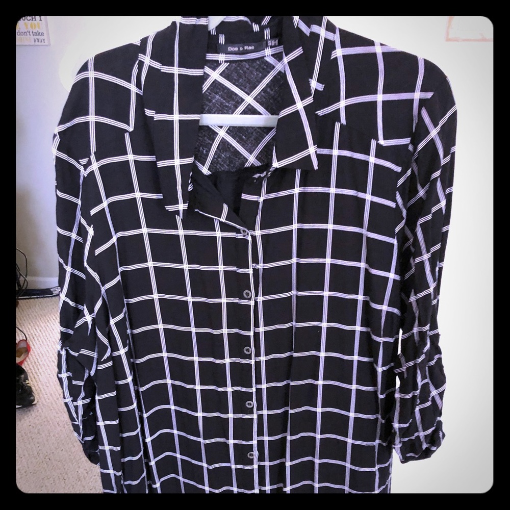 Mod Cloth Black/White Striped Shirt Dress